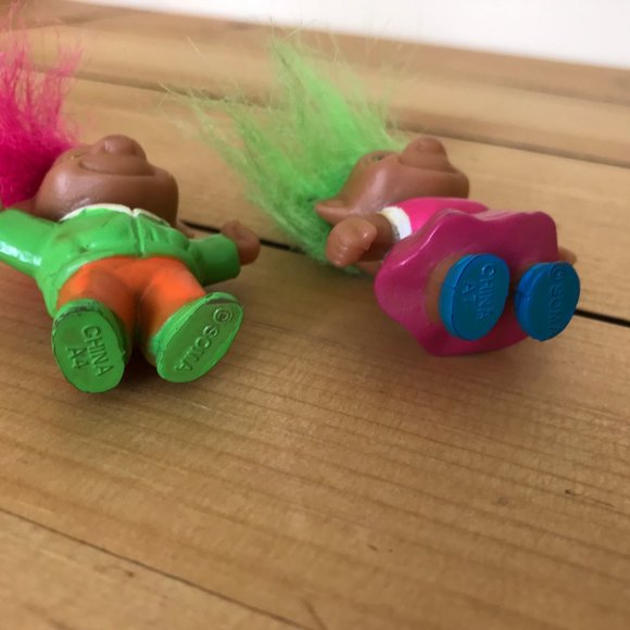 Blue Eye Baby Troll TNT Set of 3 Plastic Figures 1992 SOMA Pink Green Lilac Hair - Picture 4 of 11